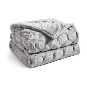 Fluffy Weighted Blanket (Light Grey, 50''x60'' 10lbs)