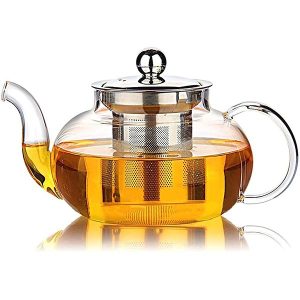 Glass Teapot with Stainless Steel Infuser & Lid