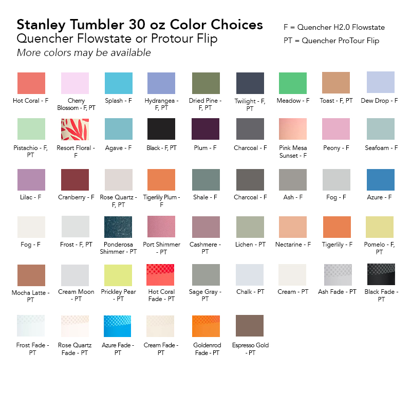 stanley 30 oz tumbler color swatches