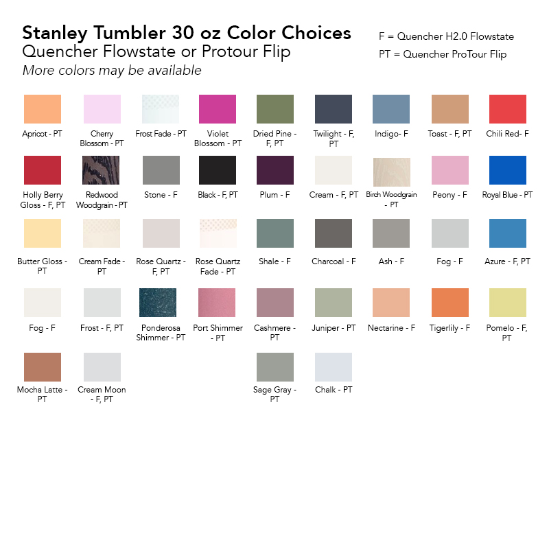 stanley tumbler colors
