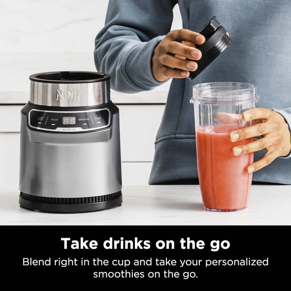 Ninja Nutri Pro Compact Personal Blender, Auto-iQ Technology, for Frozen Drinks, Smoothies, Sauces & More, with To-Go Cups & Spout Lids - Image 2