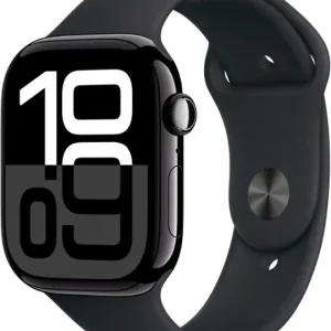 Apple Watch Series 10 (GPS) 46mm Aluminum Case with Black Sport Band - M/L - Jet Black